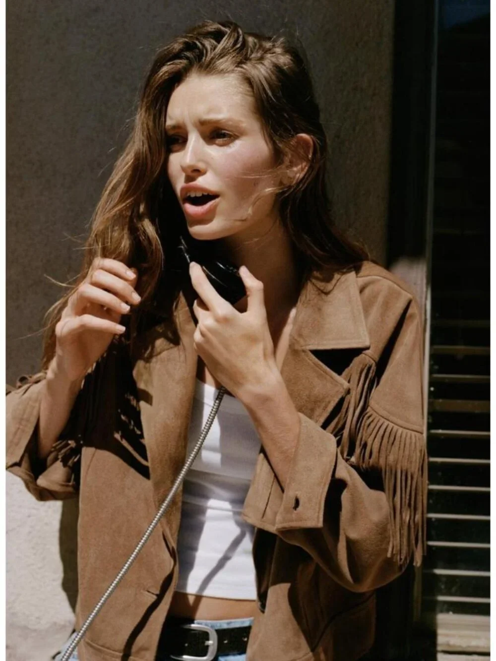 ZARA FRINGED FAUX SUEDE JACKET - Picture 2 of 5